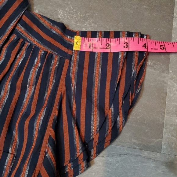 NWT Joie "Dyllis Dark Sapphire" short sleeves blouse. Blue, orange, metallic. S. - Picture 9 of 9